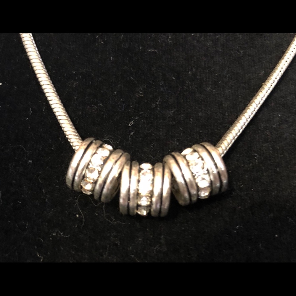 Silver and crystal beaded necklace